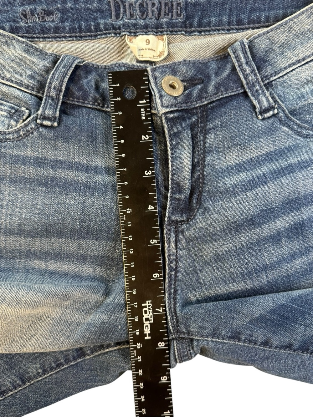 Decree Women's Dark Blue Flare Jeans with Embroidered Back Pocket - Picture 9 of 10